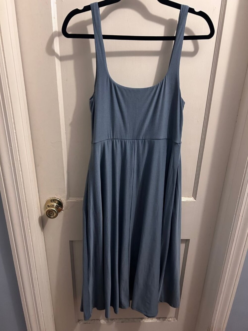 Beyond Yoga Spacedye Midi Dress M Dusty Blue Square Neck Sleeveless